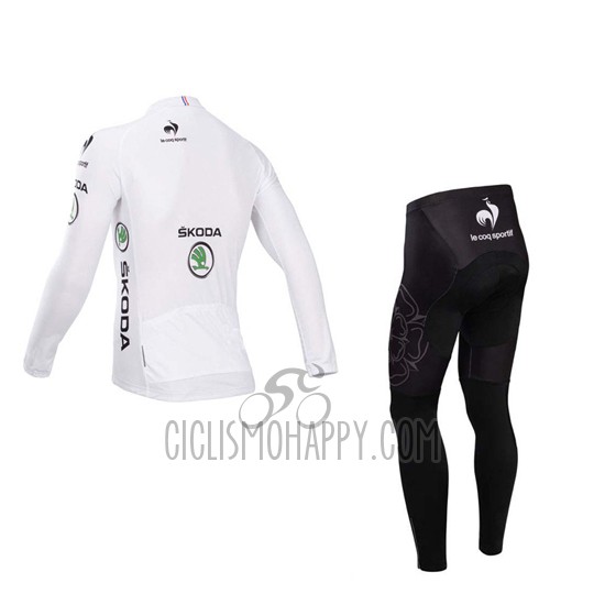Tour de France Cycling Jersey Bib Tight 2014 Men Long Sleeve White